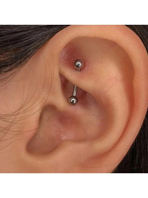 Bylin Cerrahi Çelik Gümüş Rook , Snog , Dil , Kaş Muz Piercing - Bar uzunluğu 8mm-1 adet