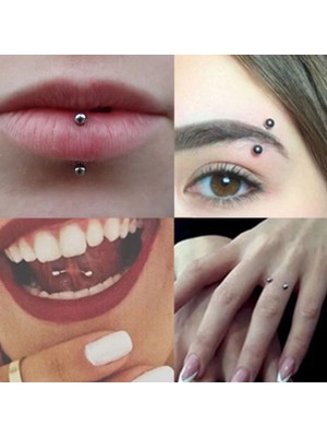 Bylin Cerrahi Çelik Gümüş Rook , Snog , Dil , Kaş Muz Piercing - Bar uzunluğu 8mm-1 adet