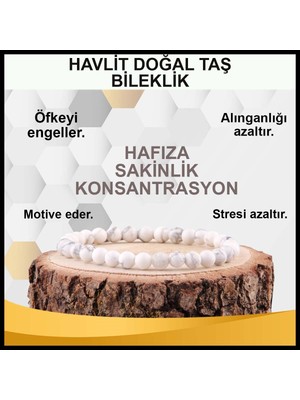 Sertifikalı Havlit Doğal Taş Bileklik 6 MM17