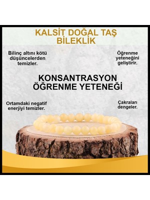 Sertifikalı Kalsit Doğal Taş Bileklik 6 MM21