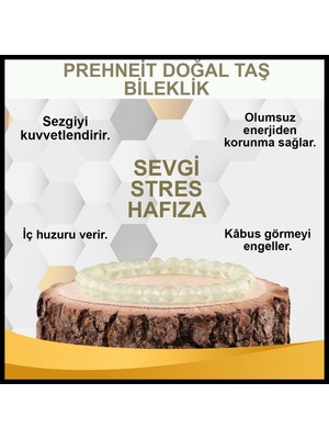 Sertifikalı Prehneit Doğal Taş Bileklik 8 MM21