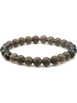 Sertifikalı Dumanlı Kuvars Doğal Taş Bileklik-8 MM21