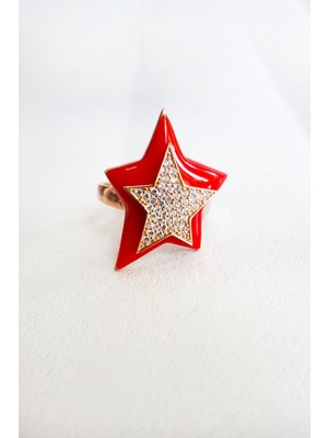 Wavy Star Red Gümüş Yüzük