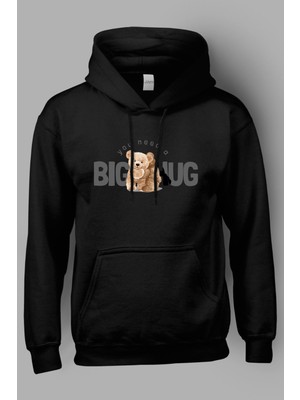 MGAX Sevimli Ayı Big Hug Baskılı Kapüşonlu Sweatshirt