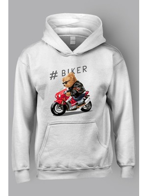 MGAX Sevimli Ayı Fast Biker Baskılı Kapüşonlu Sweatshirt