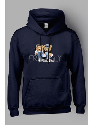 MGAX Sevimli Ayı Friendly Baskılı Kapüşonlu Sweatshirt