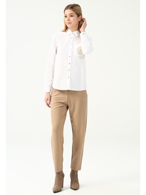U.s. Polo Assn. Gömlek Yaka Düz Beyaz Kadın Gömlek NITE022K