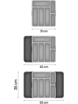 DEYHOME Çekmece İçi Kaşıklık Organizer Çift Taraflı Uzayabilen Pratik Kaşıklık Düzenleyici