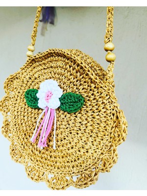 Pink Bag Handmade Hasır Örgü Papatyalı Çocuk Çanta