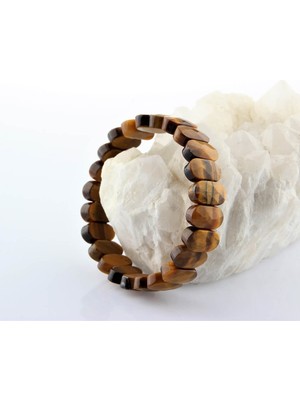 Safnaturel Sertifikalı Kaplan Gözü Doğal Taş 9X14 mm Bileklik