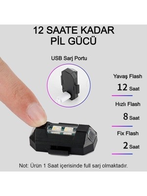 Erkugo 4 Adet Şarjlı Mini LED Işık/motor Çakar Led/drone Işığı/anti Çarpışma Uyarı Işığı