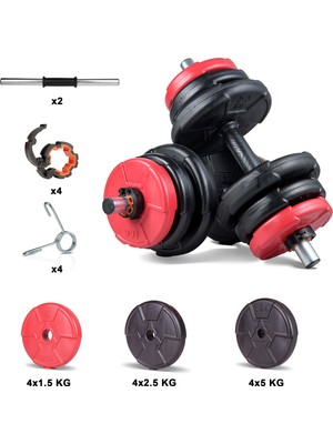 Ecgspor 36 kg Dambıl Seti Kırmızı Siyah