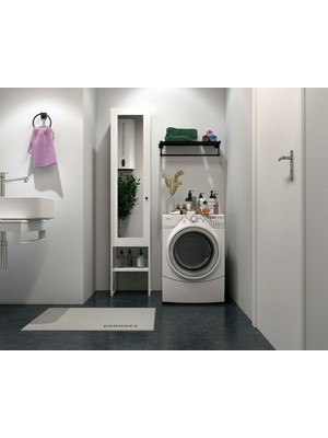 Dekorex BNY134 Beyaz Metal Ayaklı Aynalı Banyo Dolabı