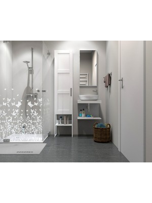 Dekorex BNY131 Beyaz Metal Ayaklı Banyo Dolabı