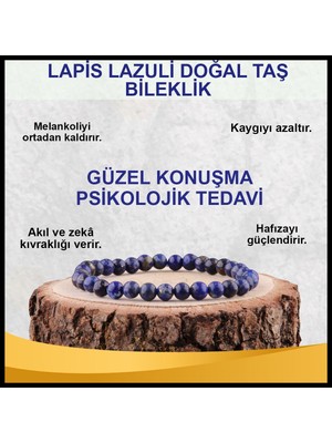Safnaturel Sertifikalı Lapis Lazuli Doğal Taş Bileklik 6 mm