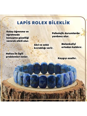 Safnaturel Sertifikalı Lapis Lazuli Doğal Taş 9X14 mm Bileklik