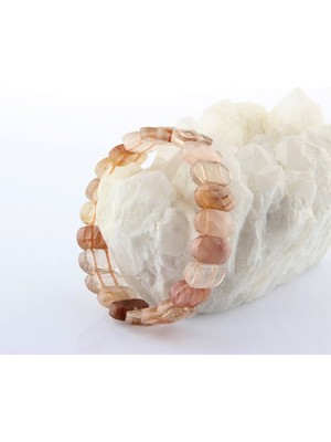 Safnaturel Sertifikalı Altın Rutilli Kuvars 9X14 mm Bileklik