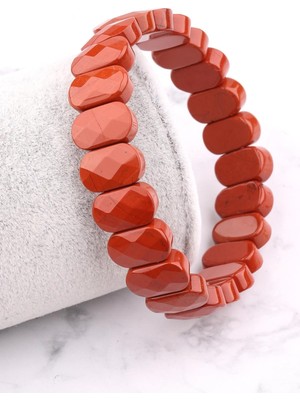 Safnaturel Sertifikalı Kırmızı Jasper Doğal Taş 9X14 mm Bileklik