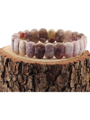 Safnaturel Sertifikalı Lepidolit 9X14 mm Doğal Taş Bileklik