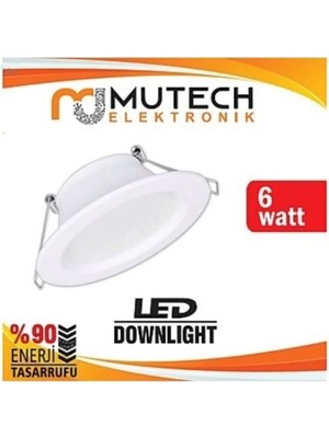 Mutech 5 Adet 6 W Led Spot Lamba Beyaz Kasa ve Beyaz Işık ( Delik Çapı 7 cm )