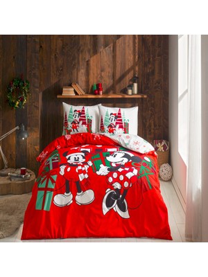 Taç Disney Minnie&mickey Christmas Pamuk Çift Kişilik Nevresim Takımı