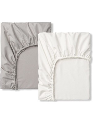 Baby Meva Pamuklu Bebek Çocuk Lastikli Çarşaf (2 Adet) 80X160 Gri ve Beyaz