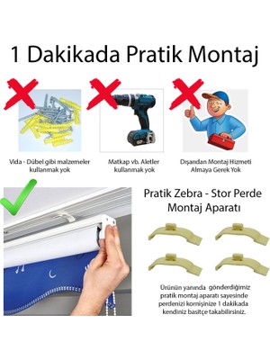 MONAROZA Genç Odası - Gri Yıldızlar Baskılı Zebra Perde