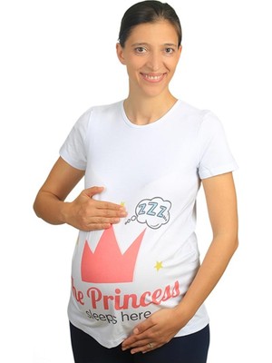 Mummy's Baby Hamile Tişört Princess Beyaz