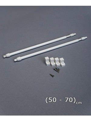 Şahinsoy Perde 50 - 70 cm Briz Çubuğu Ayarlanabilir 2 Adet Alüminyum Perde Borusu 4 Adet Başlık