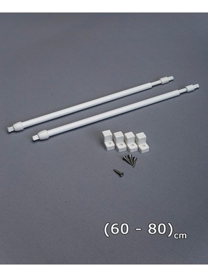 Şahinsoy Perde 60- 80 cm Briz Çubuğu Ayarlanabilir 2 Adet Alüminyum Perde Borusu 4 Adet Başlık