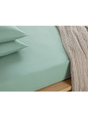 English Home Novella Premium Soft Cotton Çift Kişilik Lastikli Çarşaf Takımı 160 x 200 cm Seledon