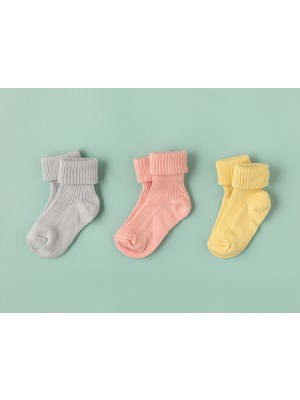 English Home Colorful Bebe Çorap 6-12 Ay Pembe-Sarı-Lila
