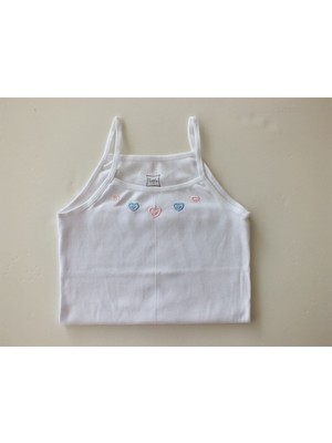 Tutku Kız Çocuk Işlemeli Atlet 6'lı Paket Pamuksu Dokulu Nefes Alabilir İç Giyim