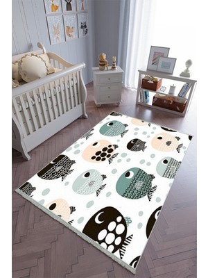 10 Post Online Çocuk Odası Halısı Beyaz Yolluk Kaymaz Yuvarlak Oval Kesme Ince Yıkanabilir Halı
