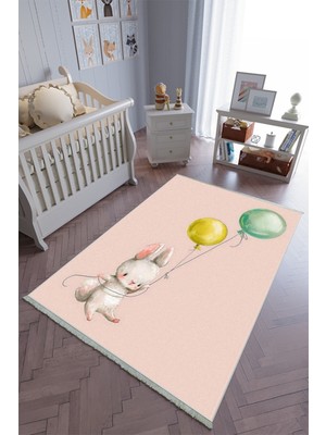 10 Post Online Çocuk Odası Halısı Pembe Sarı Yeşil Yolluk Kaymaz Yuvarlak Oval Kesme Ince Yıkanabilir Halı