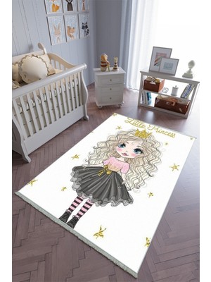 10 Post Online Çocuk Odası Halısı Altın Gold Gri Yolluk Kaymaz Yuvarlak Oval Kesme Ince Yıkanabilir Halı