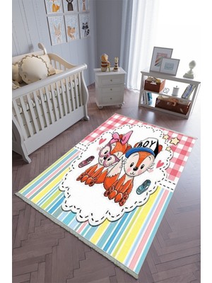 10 Post Online Çocuk Odası Halısı Çok Renkli Yolluk Kaymaz Yuvarlak Oval Kesme Ince Yıkanabilir Halı