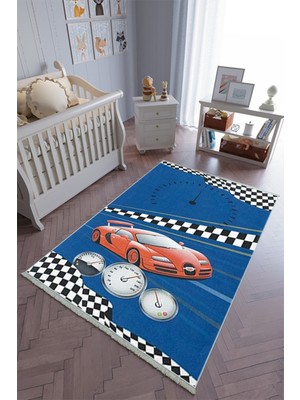 10 Post Online Çocuk Odası Halısı Mavi Kırmızı Yolluk Kaymaz Yuvarlak Oval Kesme Ince Yıkanabilir Halı
