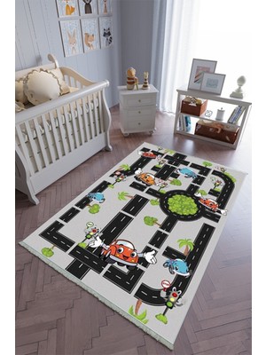 10 Post Online Çocuk Odası Halısı Çok Renkli Yolluk Kaymaz Yuvarlak Oval Kesme Ince Yıkanabilir Halı