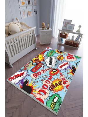 10 Post Onlineçocuk Odası Halısı Çok Renkli Yolluk Kaymaz Yuvarlak Oval Kesme Ince Yıkanabilir Halı