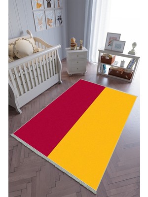 10 Post Onlineçocuk Odası Halısı Kırmızı Sarı Yolluk Kaymaz Yuvarlak Oval Kesme Ince Yıkanabilir Halı
