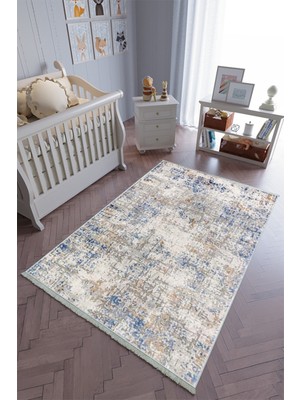 10 Post Onlineçocuk Odası Halısı Gri Lacivert Yolluk Kaymaz Yuvarlak Oval Kesme Ince Yıkanabilir Halı