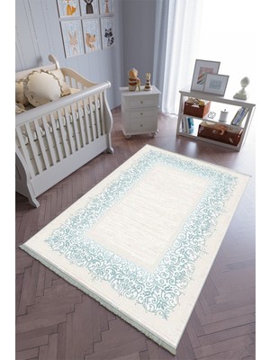 10 Post Onlineçocuk Odası Halısı Mavi Bej Yolluk Kaymaz Yuvarlak Oval Kesme Ince Yıkanabilir Halı