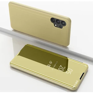 Pencereyi Görüntüle Elektrumanlı Ayna Yüzey Deri Kabuk Telefon Stand Samsung Galaxy A32 4g Eu Versiyonu (Yurt Dışından)