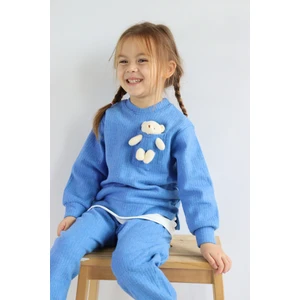 Harika Kids Kız Çocuk Iki Iplik Kumaş Orta Kalınlıkta Tavşan Oyuncaklı Örme Basic Eşofman Takımı