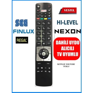 Ata Elektronik Vestel Seg Regal Finlux Hi-Level Smartled Tv Kumandası - Kalın Tip - Youtube Tuşlu