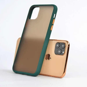Apple iPhone 11 Pro Max Kılıf Buzlu Mat Kılıf Kenarları Renkli Kılıf Sert Kapak