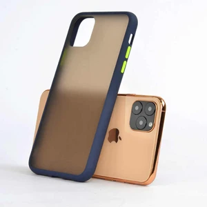 Apple iPhone 11 Pro Max Kılıf Buzlu Mat Kılıf Kenarları Renkli Kılıf Sert Kapak