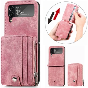 Shin-Wo Samsung Galaxy Z Flip 4 Için Deri Cüzdan Telefon Kılıfı (Yurt Dışından)