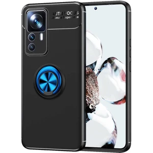 Case 4U Xiaomi Mi 12T Pro Kılıf Autofocus Shockprof Ravel Yüzüklü Standlı Slikon Kapak Siyah - Mavi